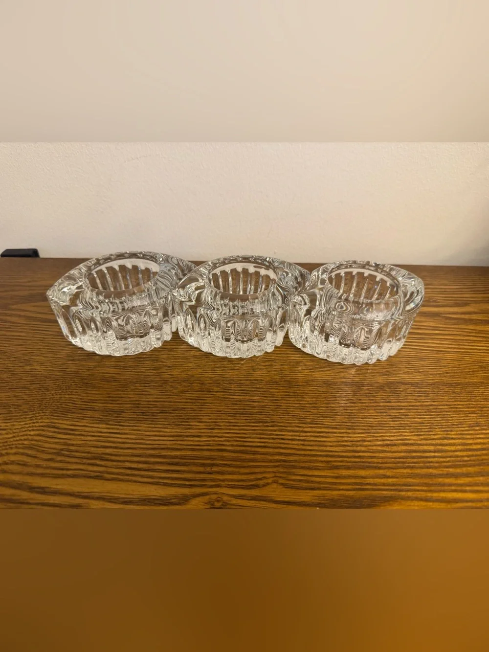 Vintage Mikasa Royal Suite Clear Crystal Votive Candle Holders - Set of 3